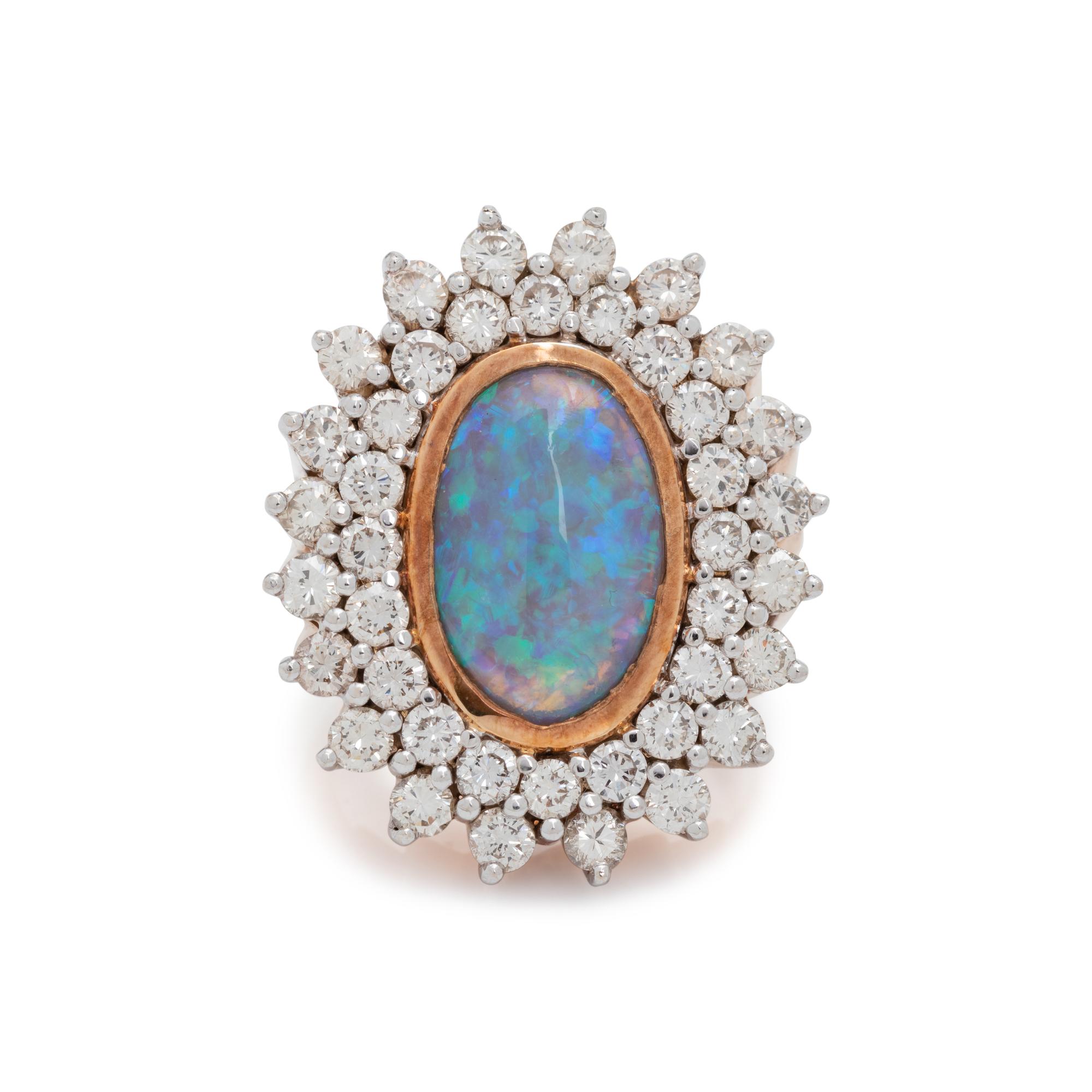 BLACK OPAL AND DIAMOND RING