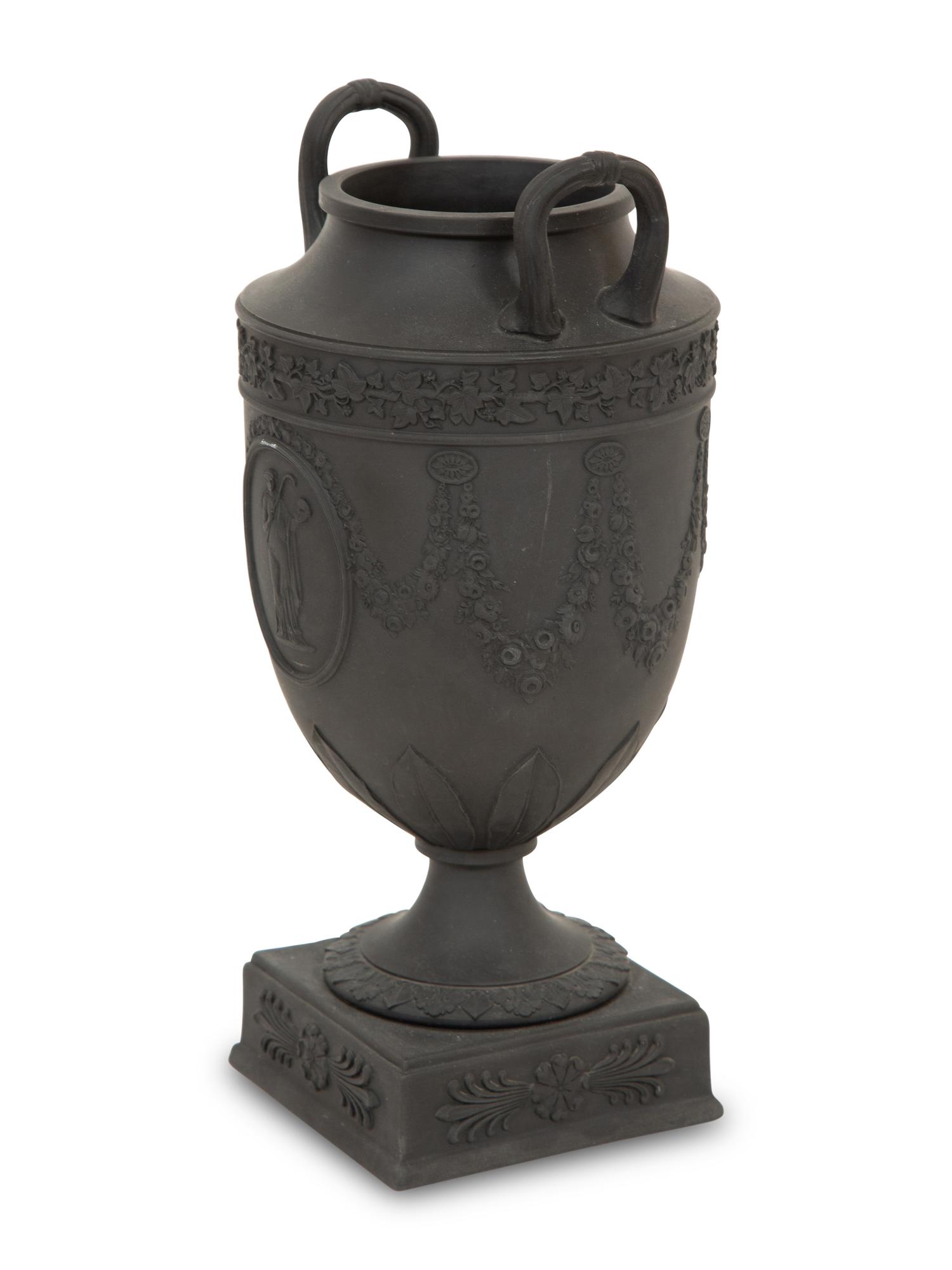 A Wedgwood Black Basalt Urn on Pedestal
