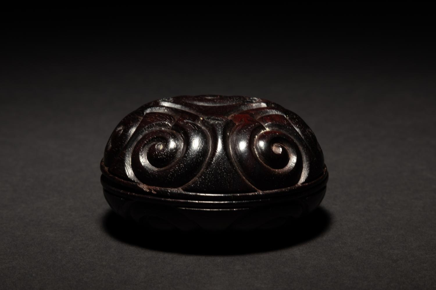 A Carved Zitan Wood 'Ruyi' Box and Cover