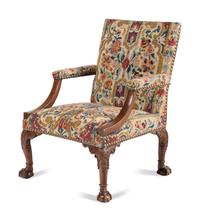 A George II Carved Walnut Library Chair