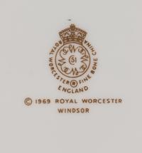 A Set of Twenty Royal Worcester Windsor Porcelain Teacups and Saucers