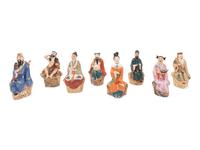 A Set of Eight Chinese Famille Rose Porcelain Figures of Daoist Immortals