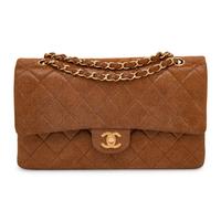 Chanel, Medium Classic Flap Bag in Tan Coated Suede