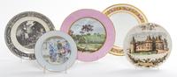 A Group of Five French Porcelain Plates Diameter of first 10 3/8 inches.