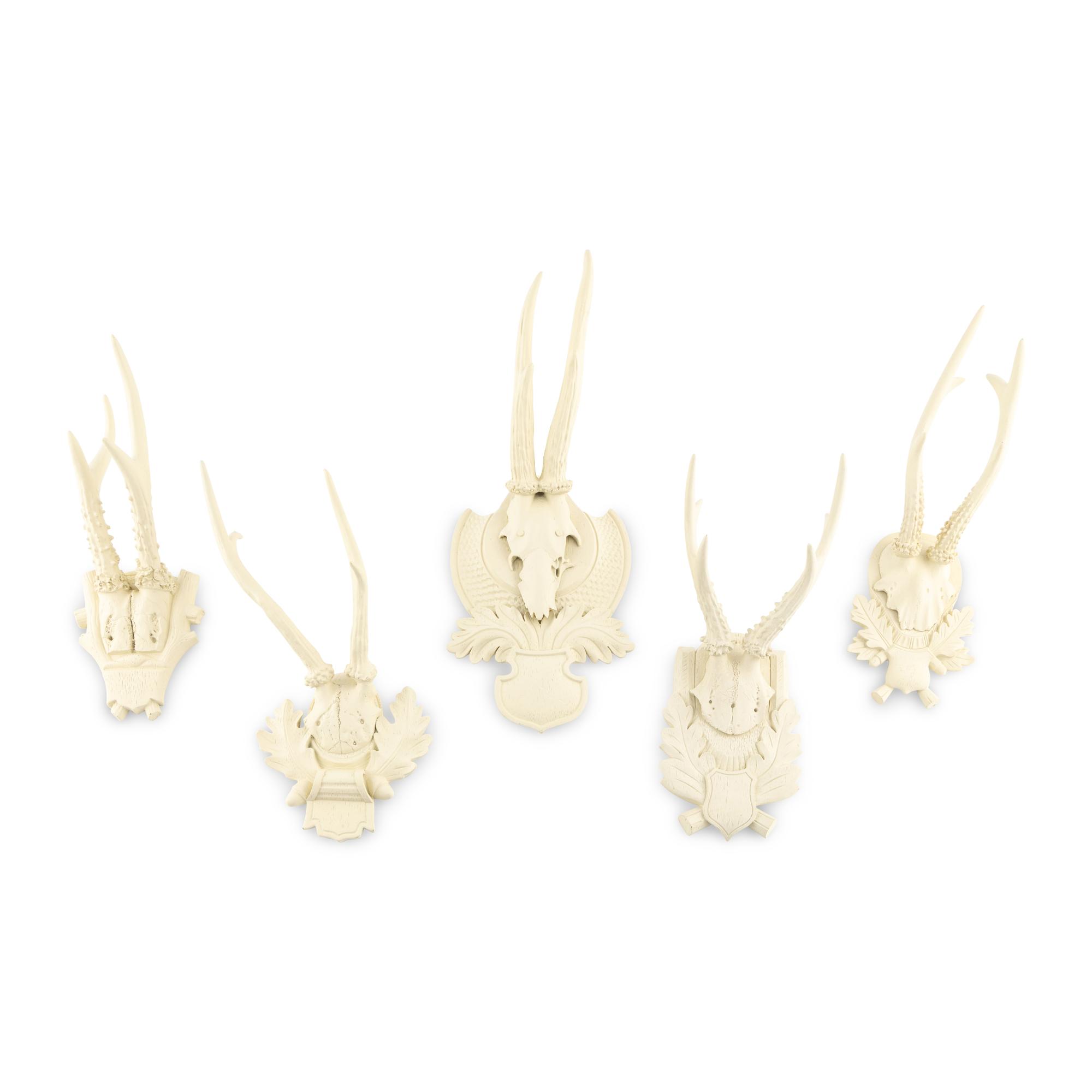 A Group of White Painted Antler Mounts