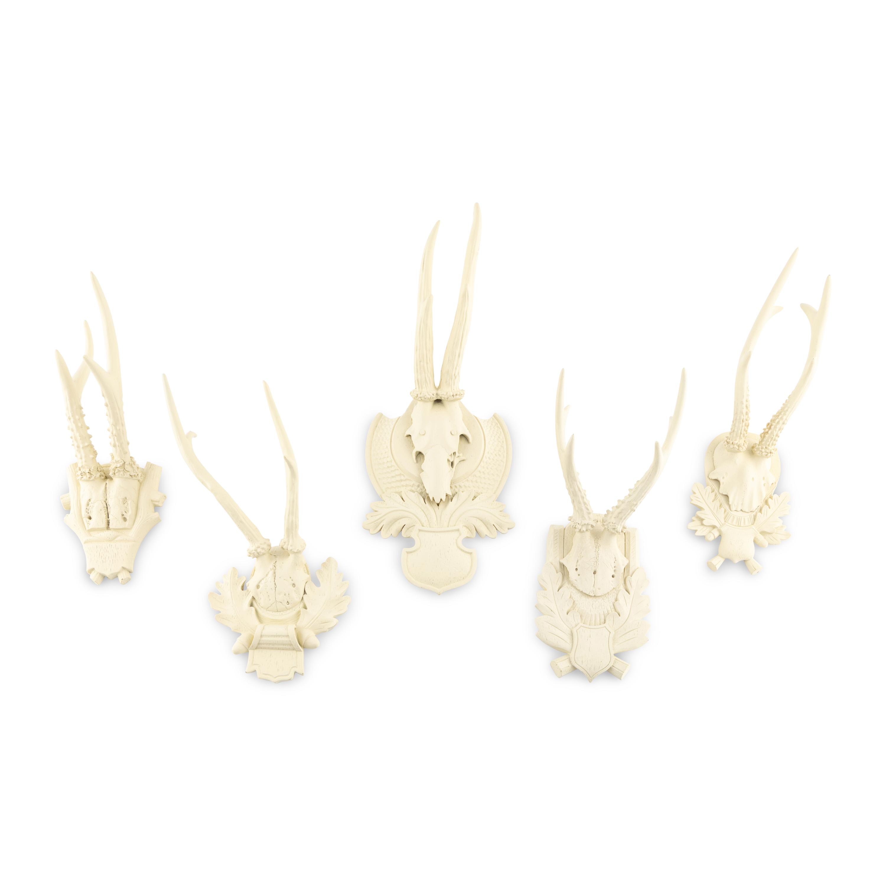 A Group of White Painted Antler Mounts