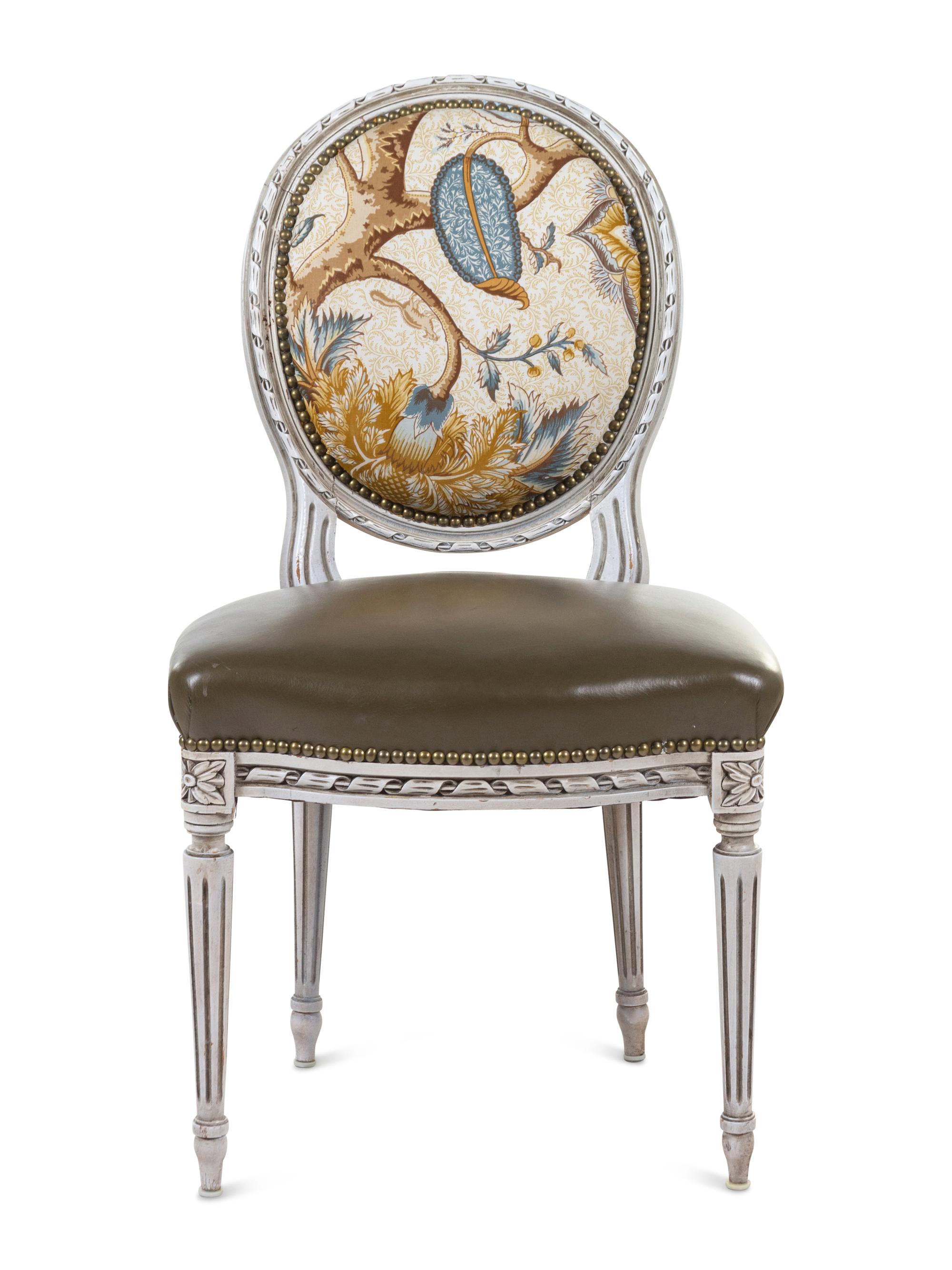 A Set of Six Louis XVI Style Painted Dining Chairs