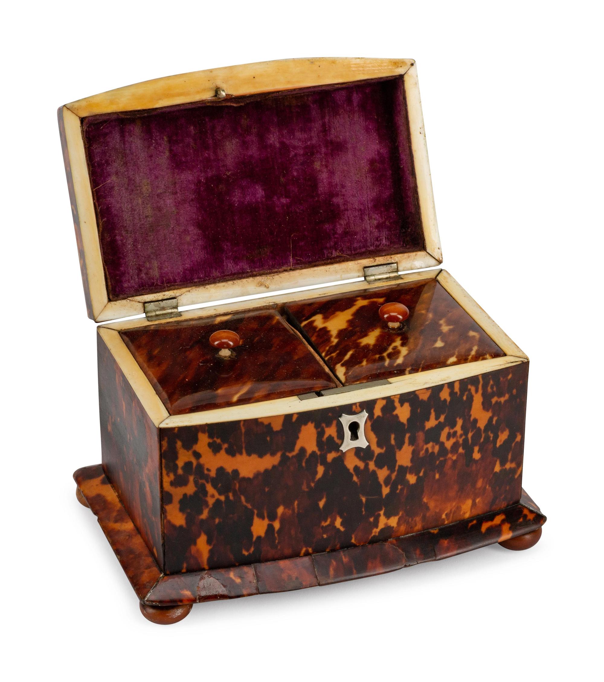 A Regency Tortoise Shell Tea Caddy