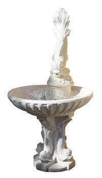 A Dolphin Carved Cast Stone Fountain Height 59 x diameter 32 inches. — 20TH CENTURY