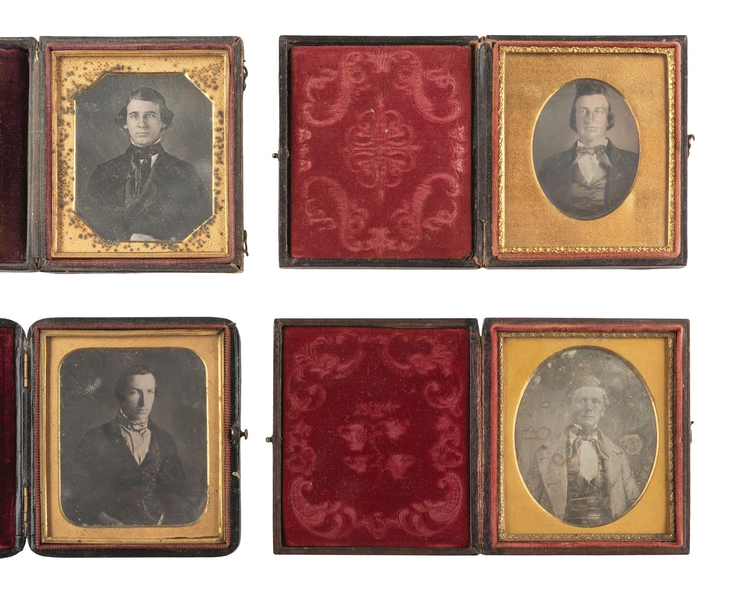 [EARLY PHOTO] 27 sixth plate daguerreotypes of young and middle-aged men, incl. magic bordered image