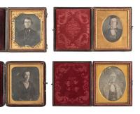 [EARLY PHOTO] 27 sixth plate daguerreotypes of young and middle-aged men, incl. magic bordered image