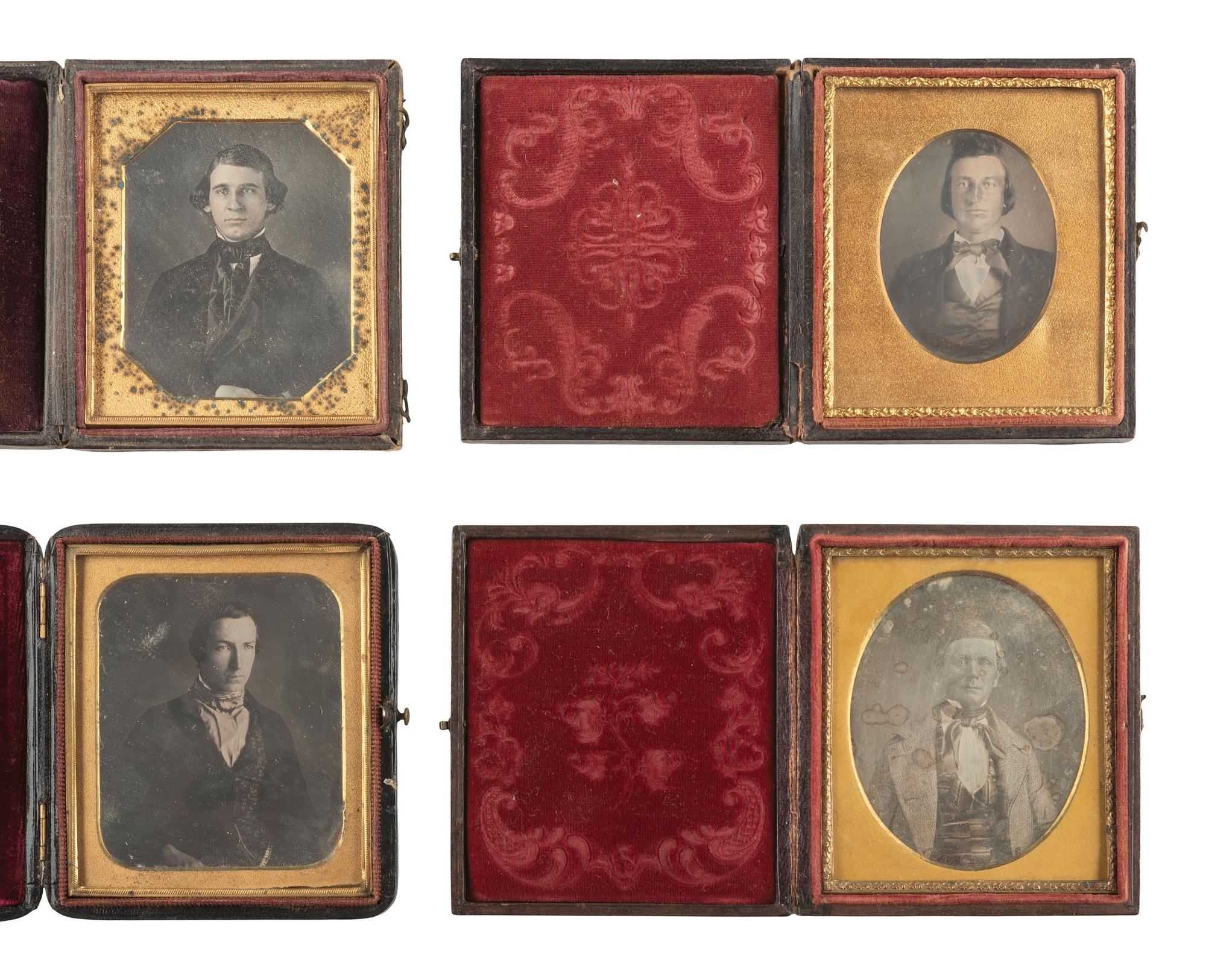 [EARLY PHOTO] 27 sixth plate daguerreotypes of young and middle-aged men, incl. magic bordered image