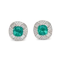 EMERALD AND DIAMOND EARCLIPS