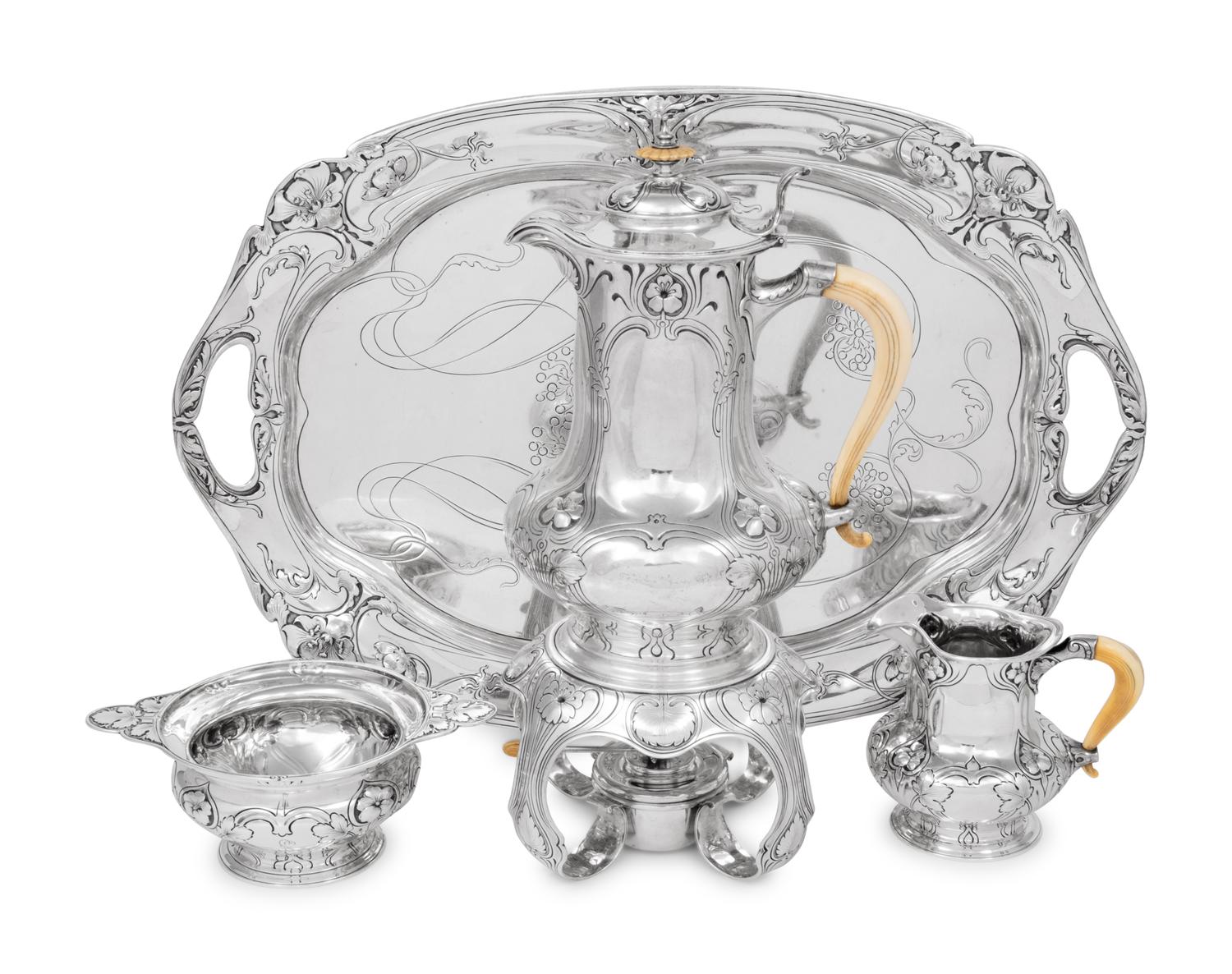 A Gorham Athenic Silver Four Piece Tea Service