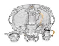 A Gorham Athenic Silver Four Piece Tea Service