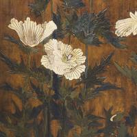 A Large Pair of Japanese Gold-Ground 'Poppies' Panels, Edo Period