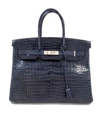 An Hermes 35cm Blue Abysse Crocodile Birkin Bag, 13" x 9.5" x 7".