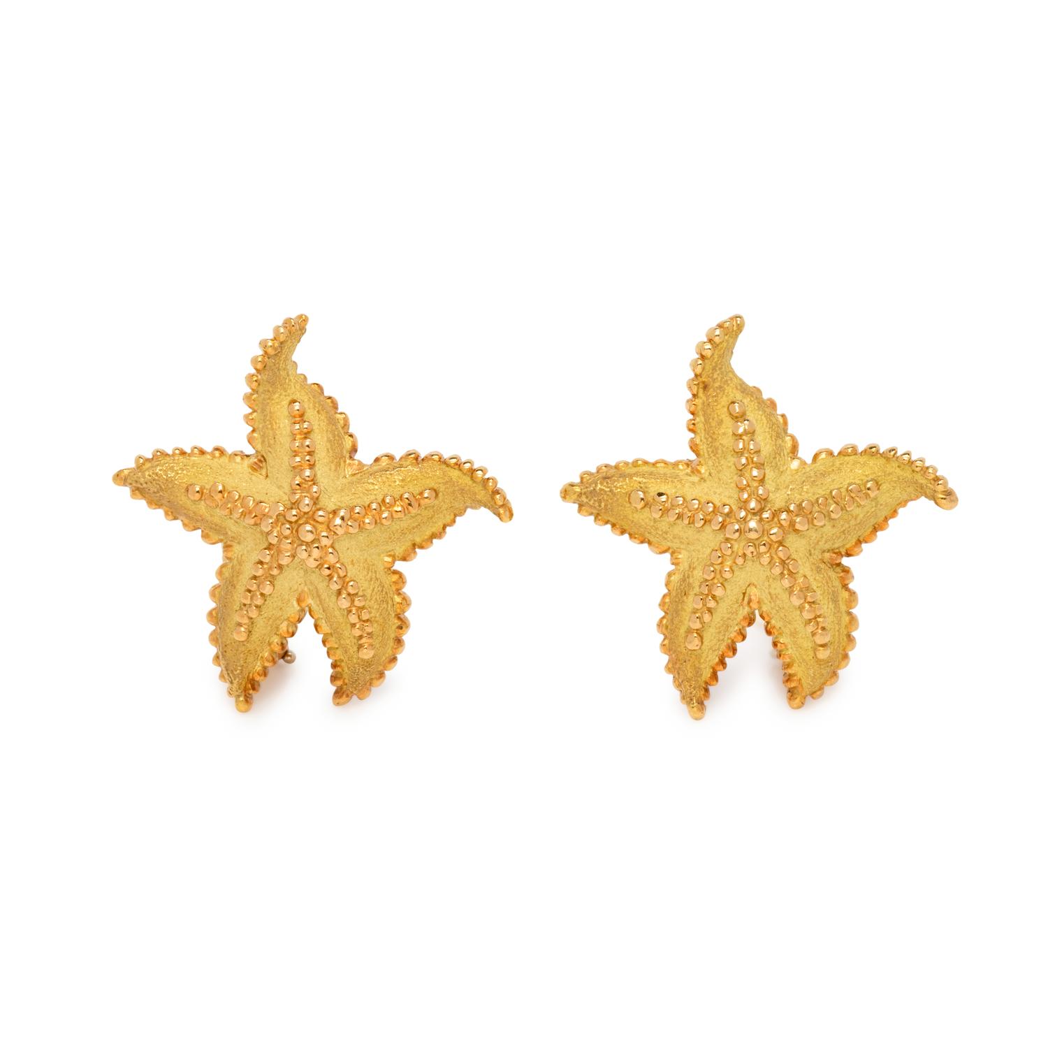 TIFFANY & CO., YELLOW GOLD STARFISH EARCLIPS