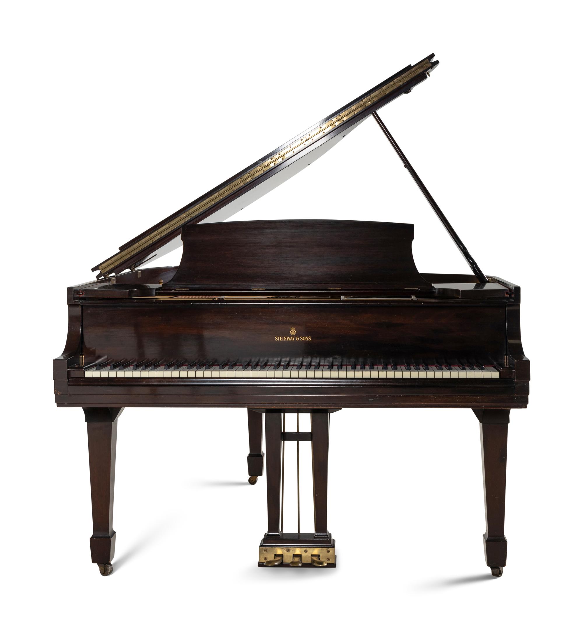 A Steinway and Sons Mahogany Baby Grand Piano