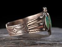 Stamped Silver Split Shank Cuff Bracelet. with Turquoise Cabochons