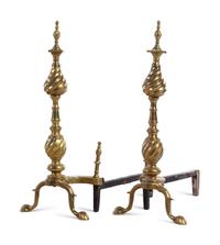 A Pair of Colonial Style Brass Andirons