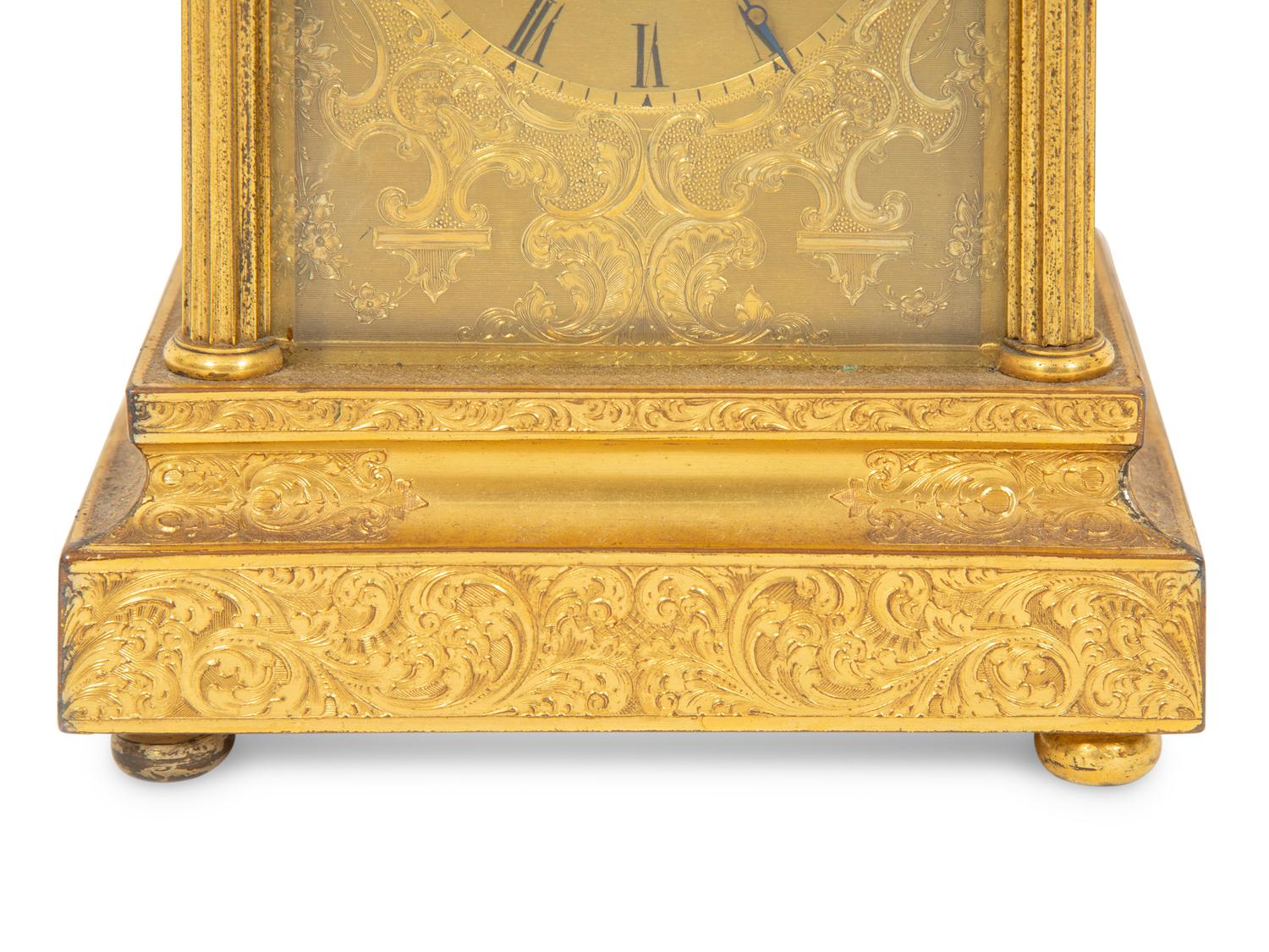 An English Engraved Ormolu Carriage Clock