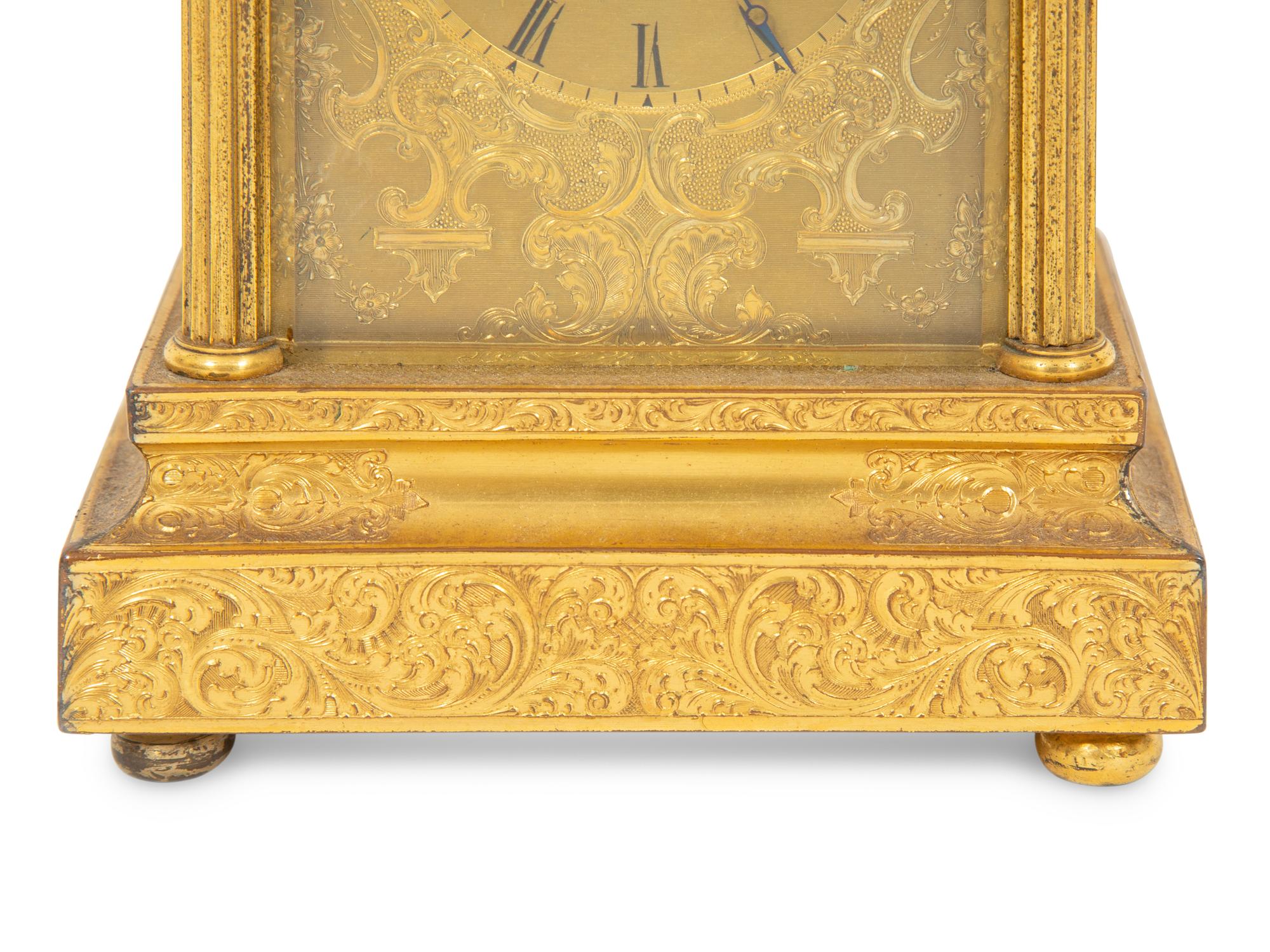 An English Engraved Ormolu Carriage Clock