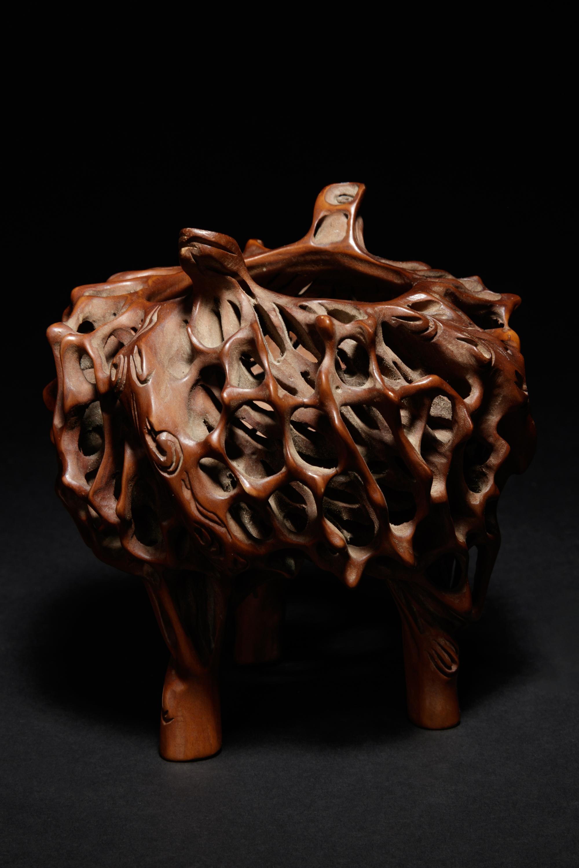 A Boxwood Root Form Incense Burner