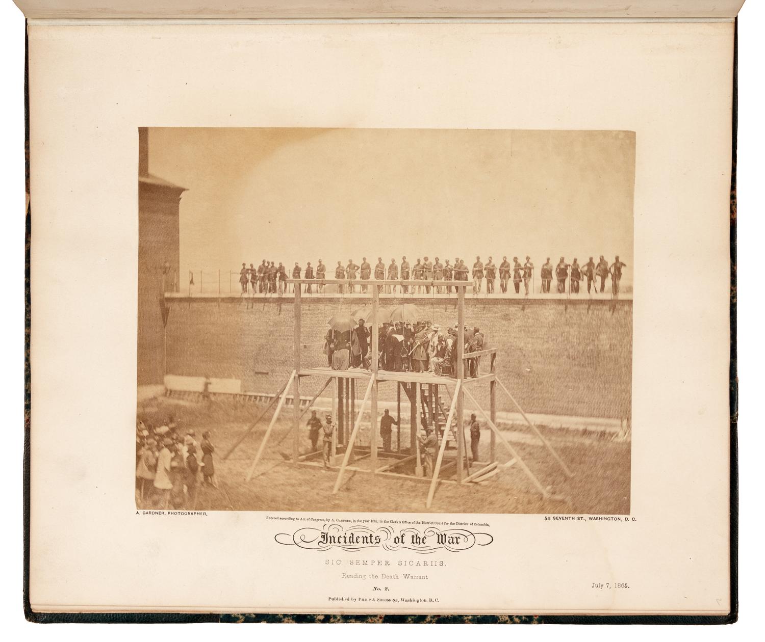 [LINCOLN ASSASSINATION]. GARDNER, Alexander (1821-1882). Incidents of the War | Sic Semper Sicariis [caption title]. Washington, D. C.: Philp & Solomons, 1865.