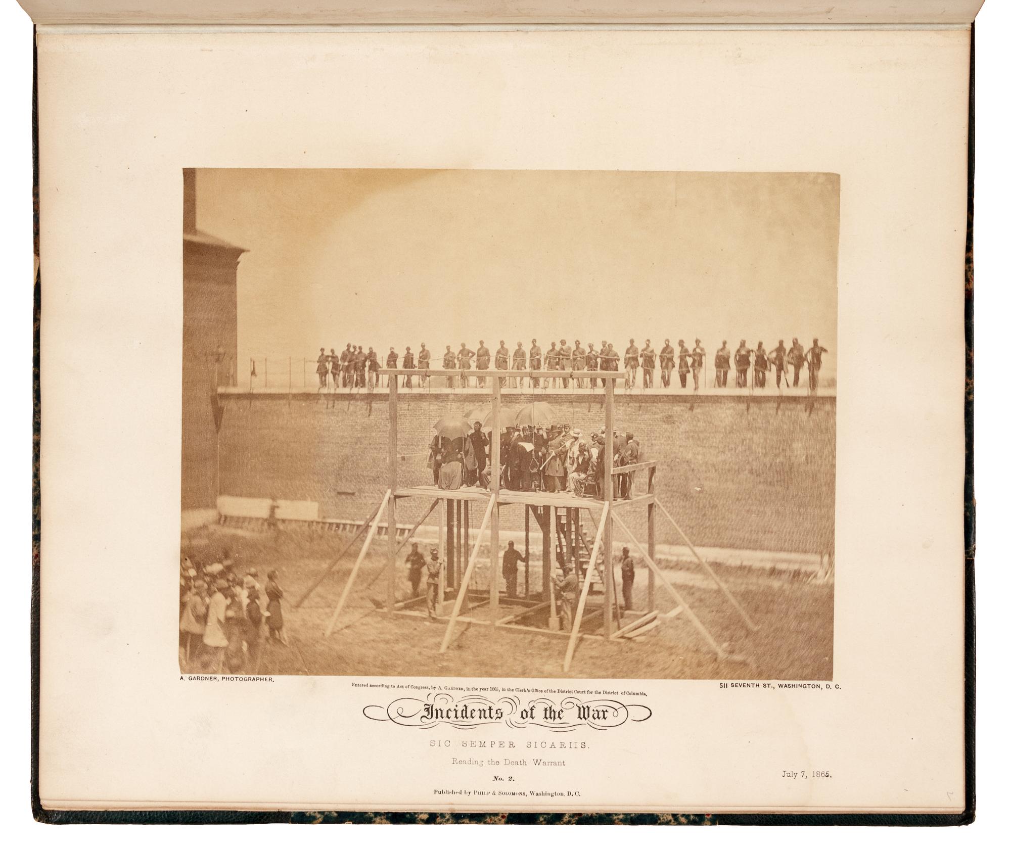 [LINCOLN ASSASSINATION]. GARDNER, Alexander (1821-1882). Incidents of the War | Sic Semper Sicariis [caption title]. Washington, D. C.: Philp & Solomons, 1865.