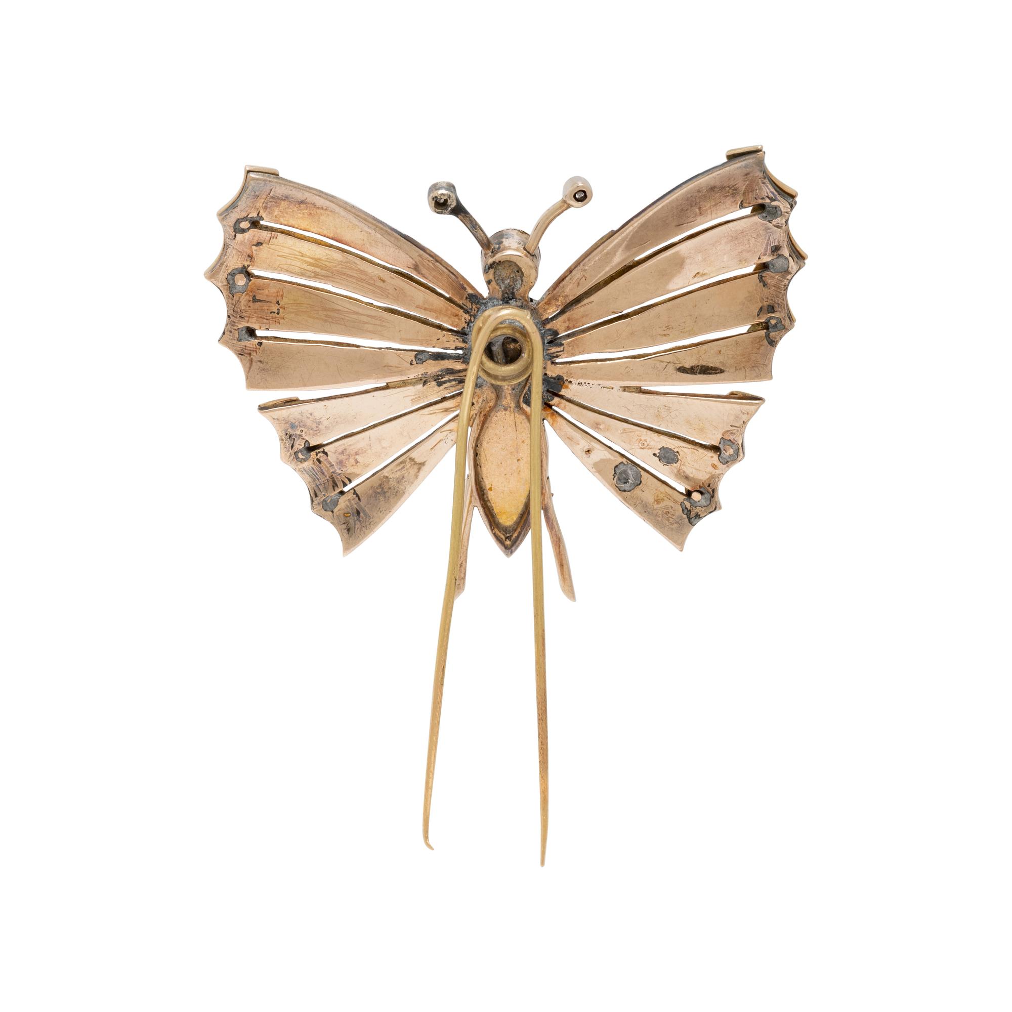 DIAMOND AND ENAMEL BUTTERFLY BROOCH
