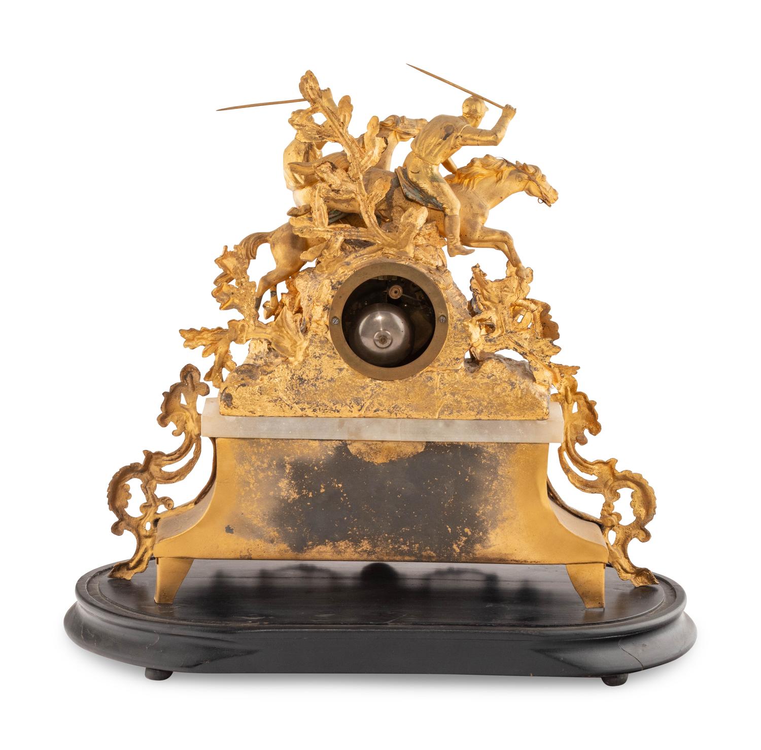 A French Gilt Metal and Alabaster Mantel Clock