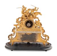 A French Gilt Metal and Alabaster Mantel Clock