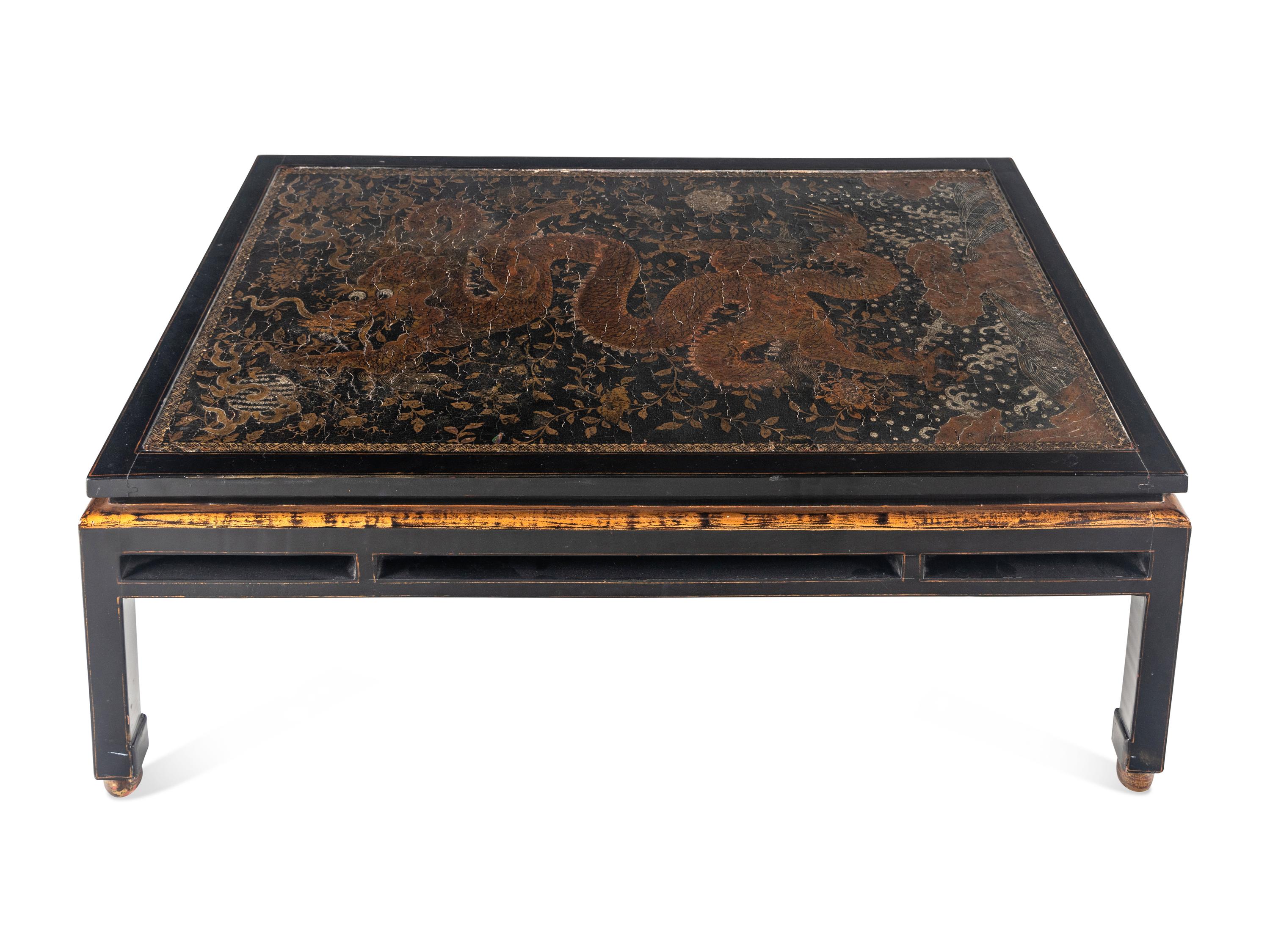 A Chinese Lacquer-Inset Low Table