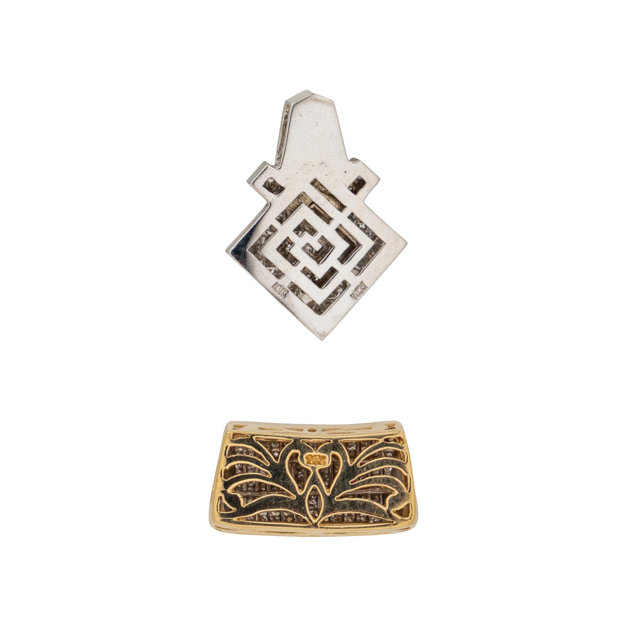 YELLOW GOLD OMEGA CHAIN WITH TWO DIAMOND SLIDES