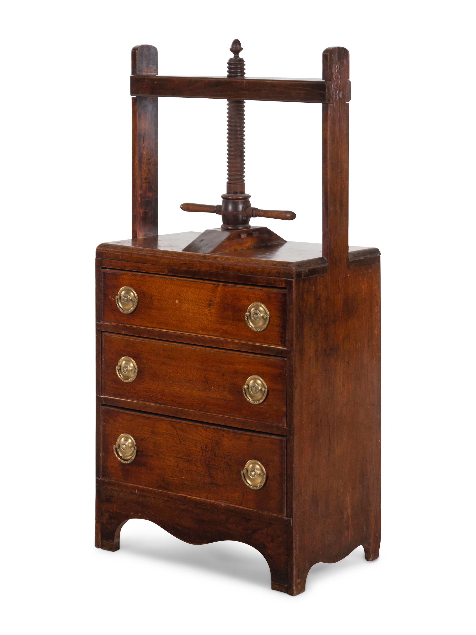 An English Mahogany Book or Linen Press Chest of Drawers