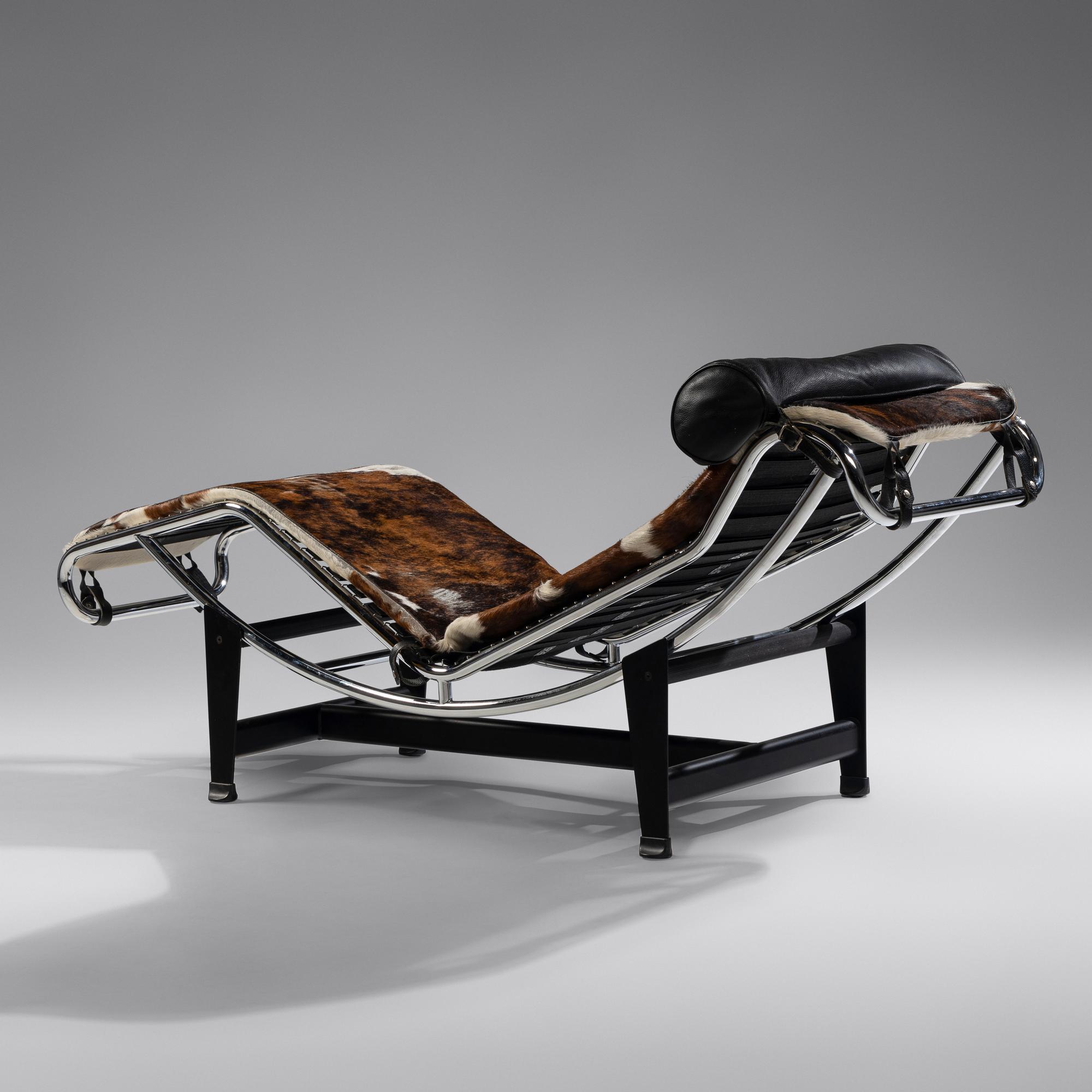LC4 Style Adjustable Cowhide Chaise Lounge After Cassina, Italy