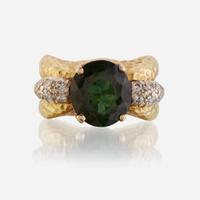 A tourmaline, diamond, and eighteen karat gold ring, La Triomphe
