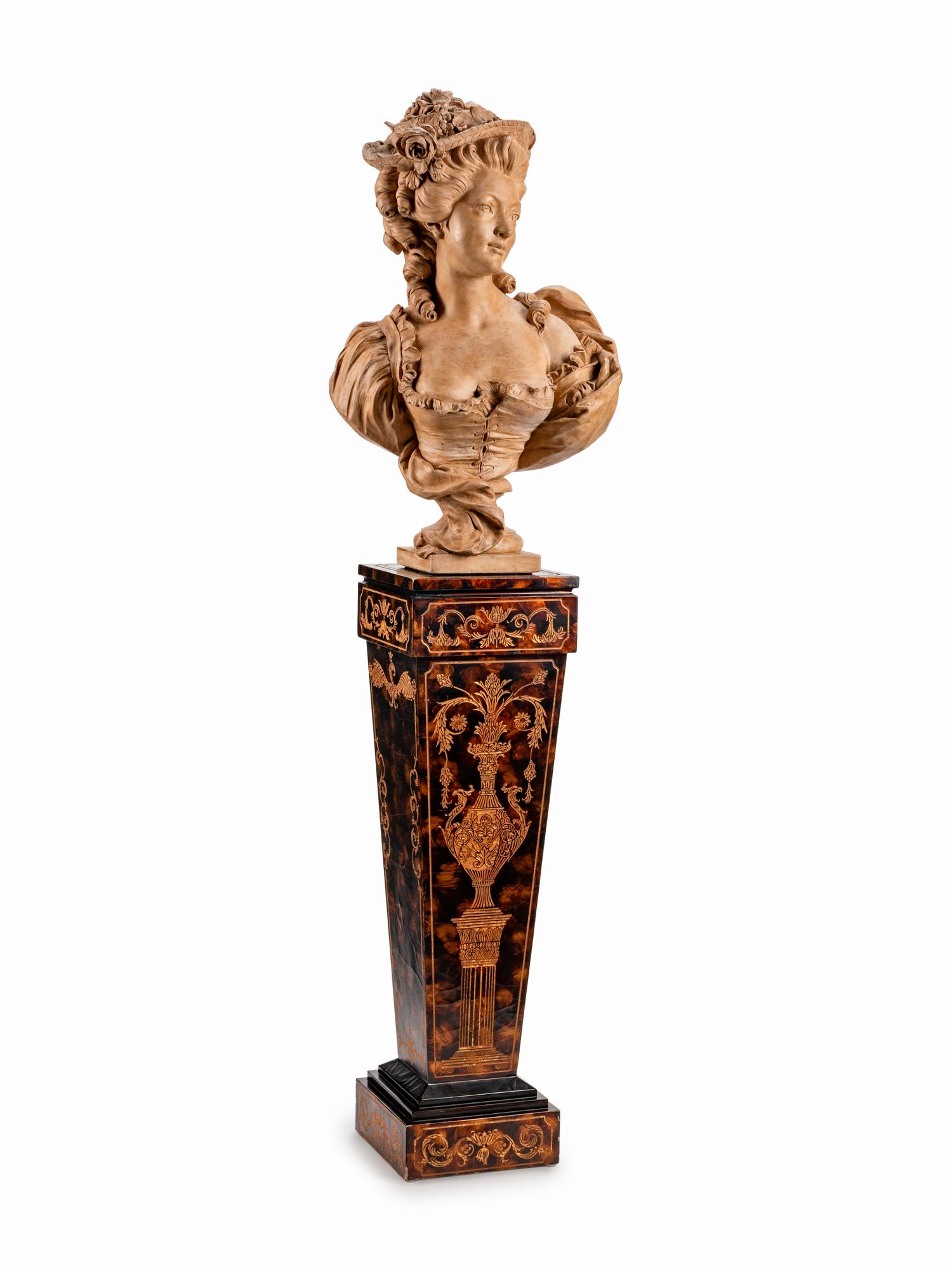 A French Terracotta Bust of Mademoiselle Dugazon