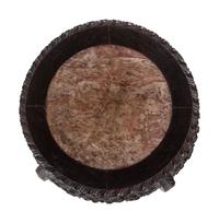 A Chinese Marble-Inset Carved Hardwood Stand