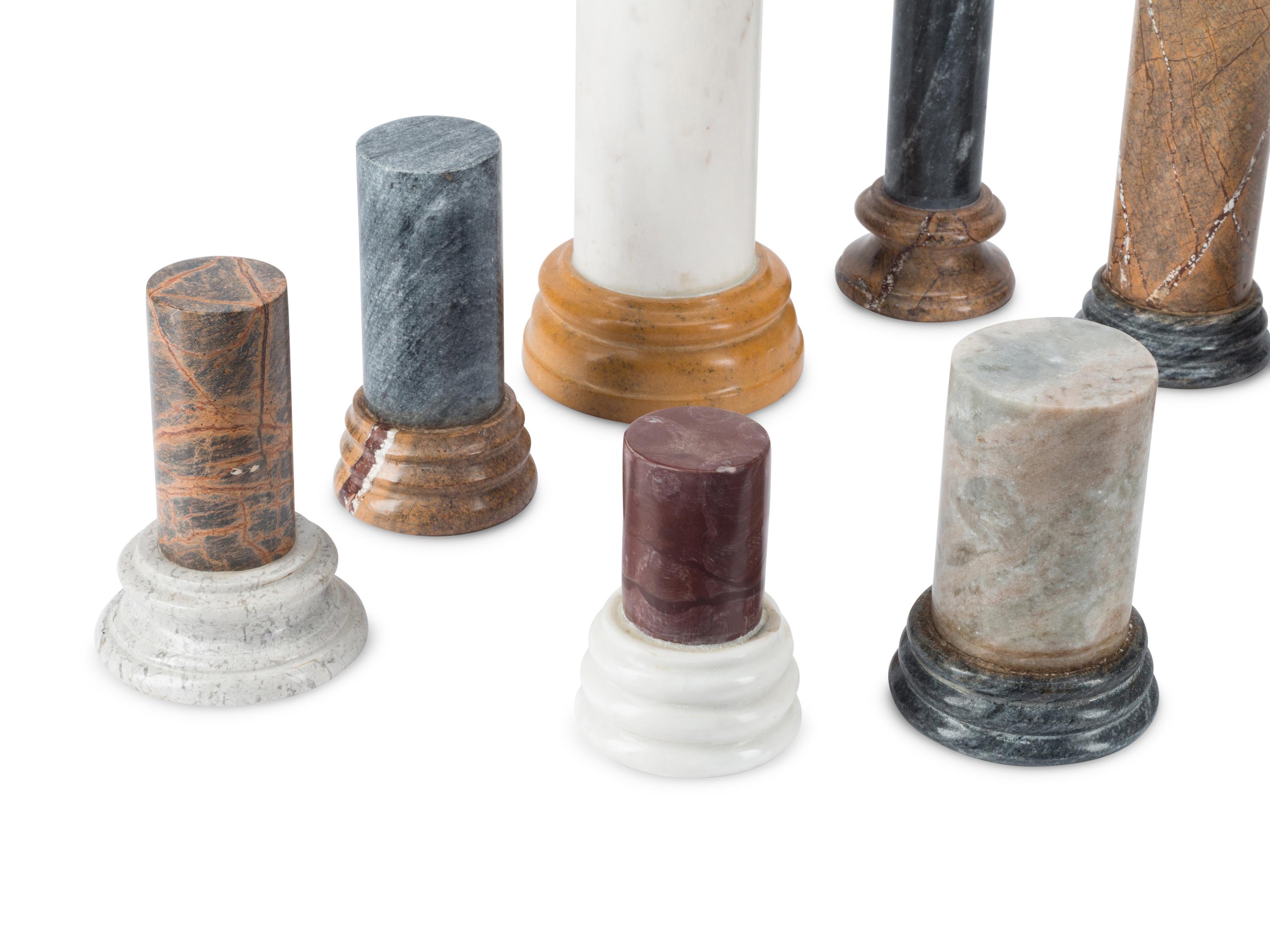 A Group of Eleven Small Italian Grand Tour Style Marble Columns