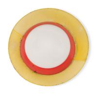A French Yellow and Red Metal Plafonnier or Wall Light
