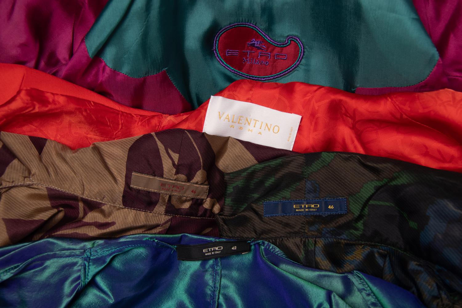 A Group of Five Jackets: Four Etro and One Valentino