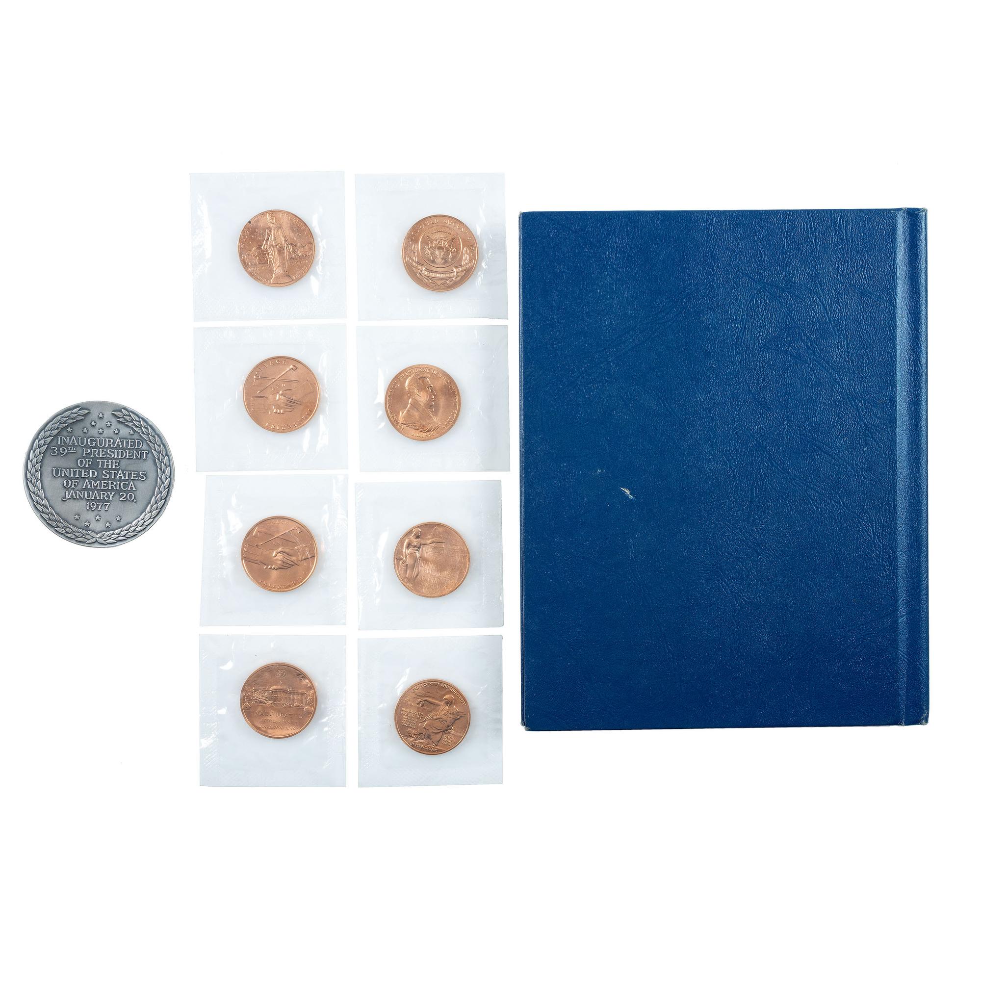 [EXONUMIA - PRESIDENTIAL MEDALS]. A group of medals including a Jimmy Carter Inauguration medal, Presidential Art Medals, and US Mint Presidential medals.