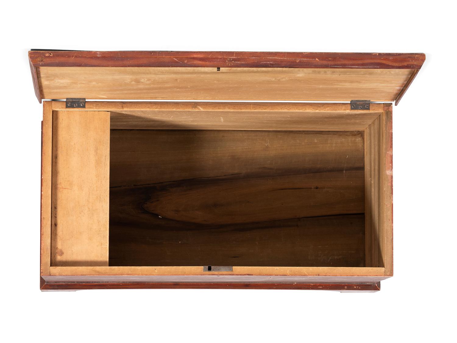 A Country Classical Grain Painted and Stencil Decorated Poplar Blanket Chest