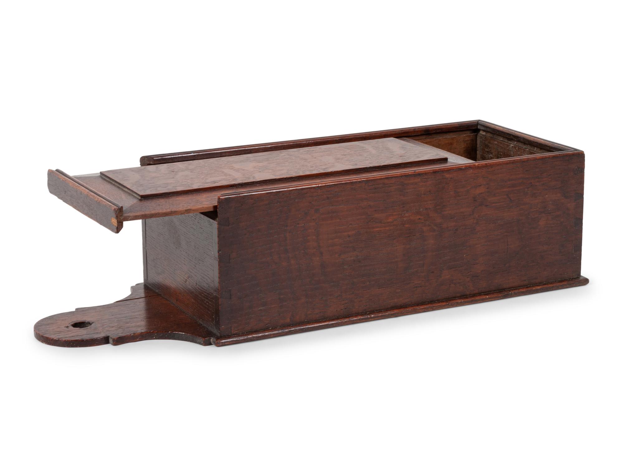 An English Carved Oak Slide-Lid Candlebox