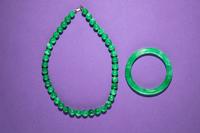 A Jadeite Bead Necklace and Bangle