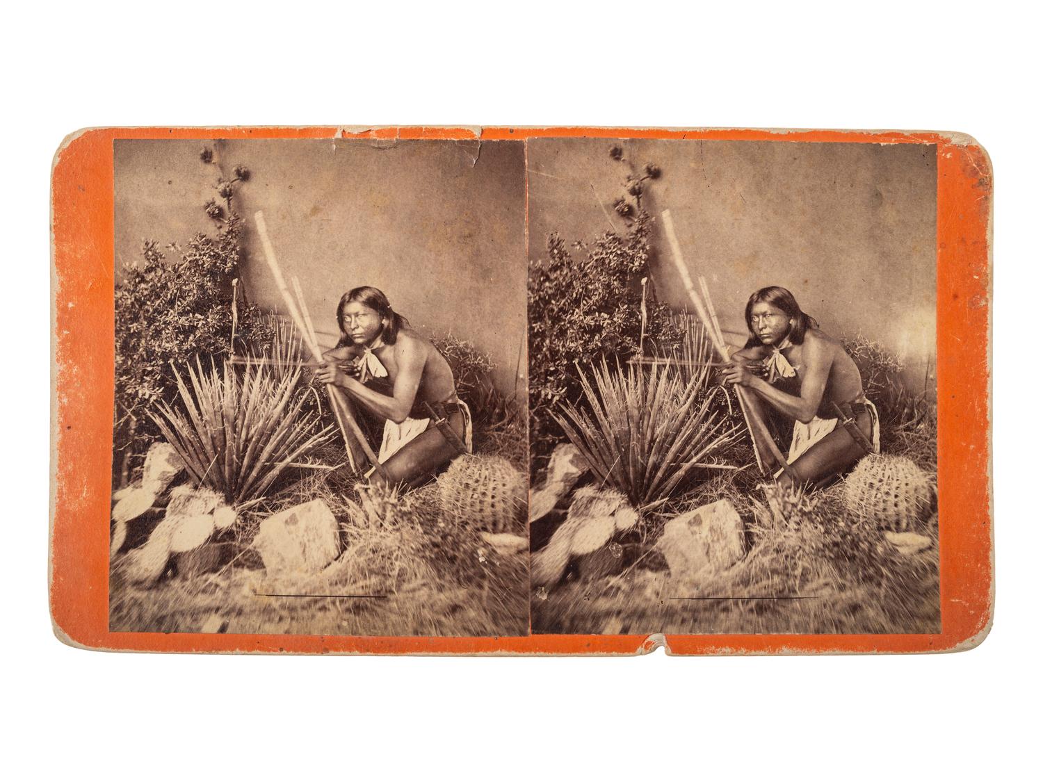 [NATIVE AMERICANS]. ROTHROCK & CATTON, photographers. Cu-din-e-yo, Apache Indian . Phoenix, Arizona Territory: ca early 1880s.