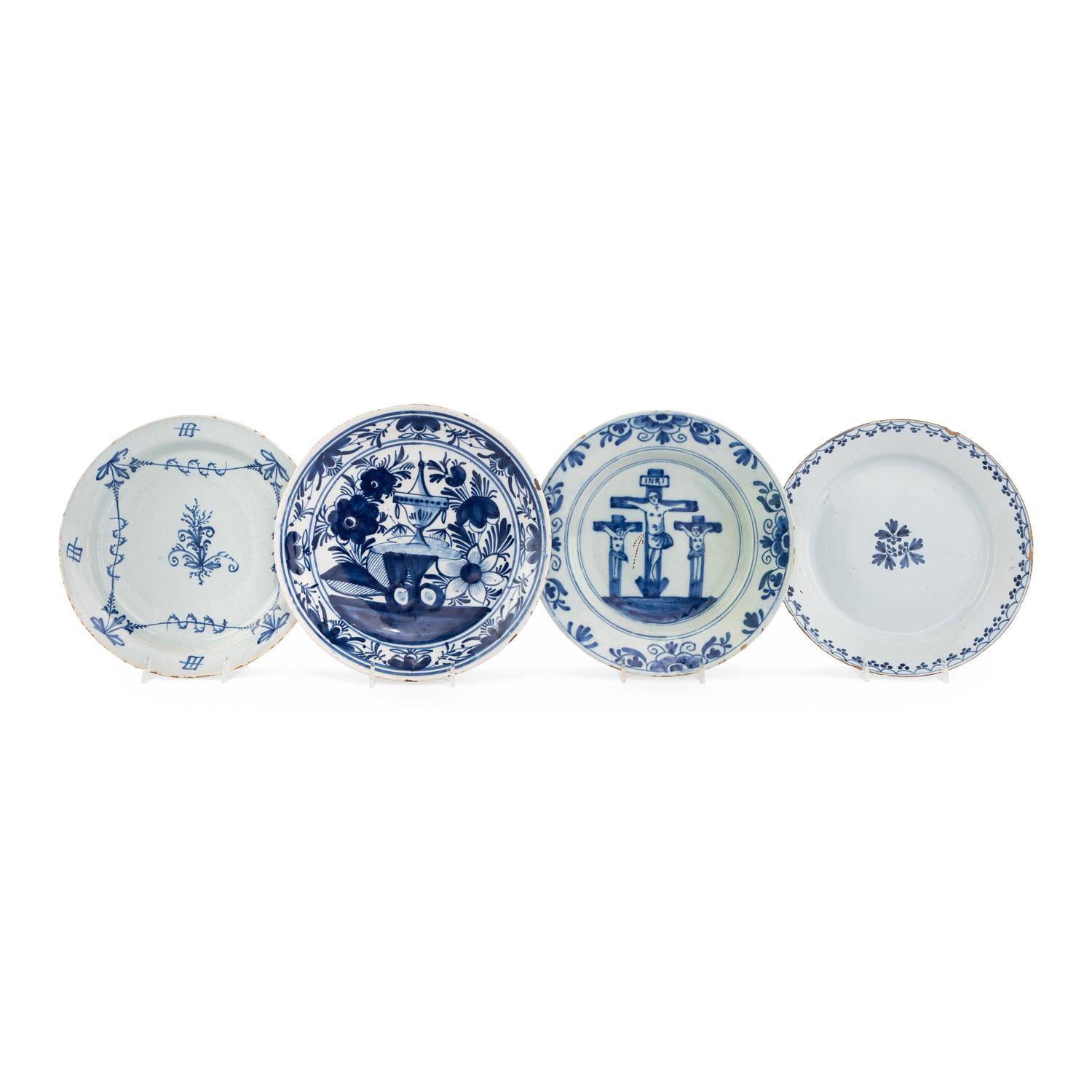 A Collection of Four Dutch Delft Blue and White Articles