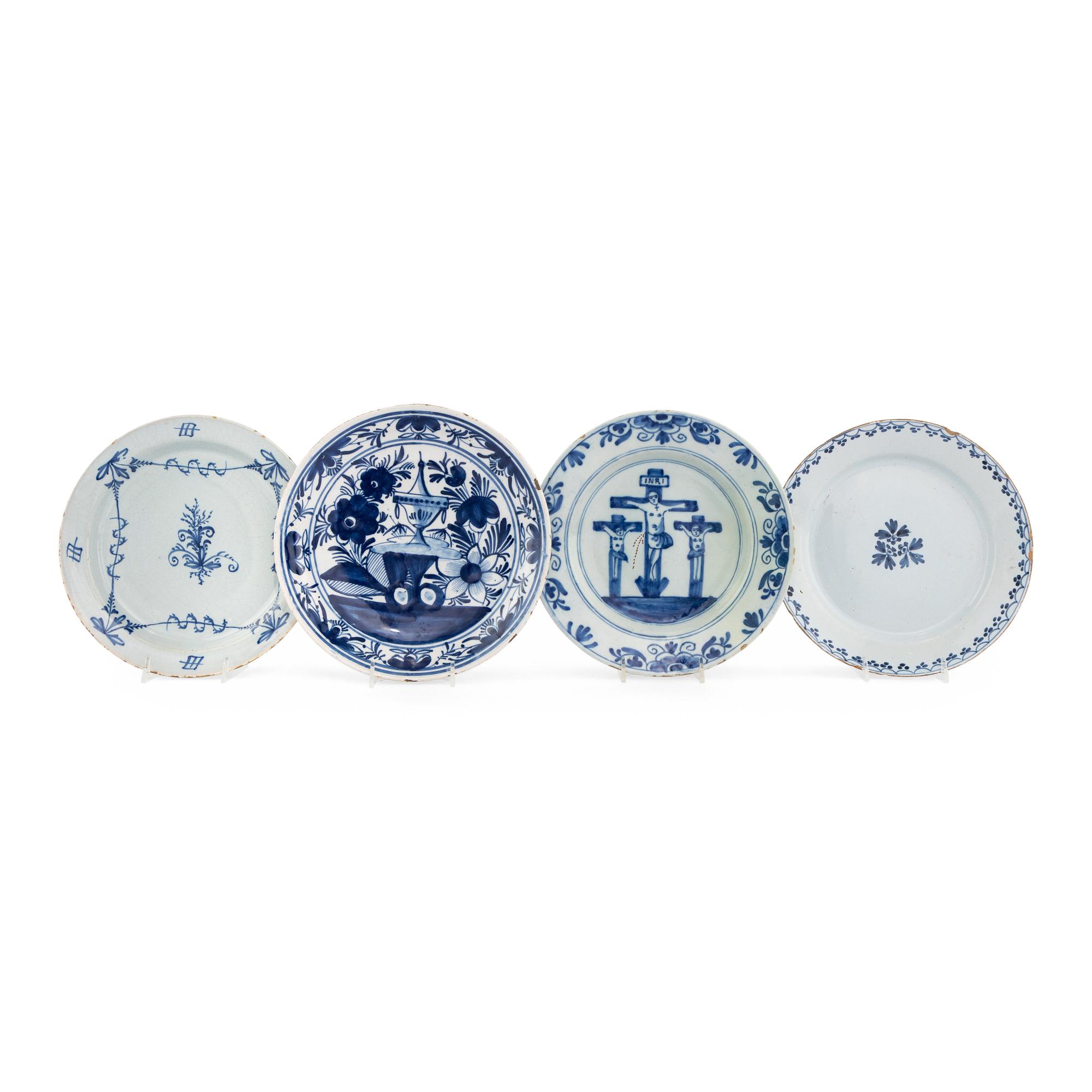 A Collection of Four Dutch Delft Blue and White Articles